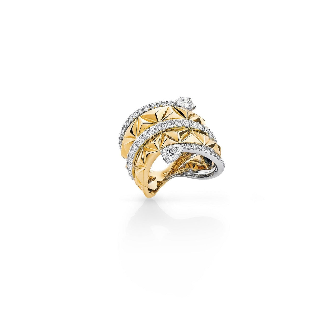 Okre by Yessayan - Pyramid Yellow & White Gold Pear Diamond Ring