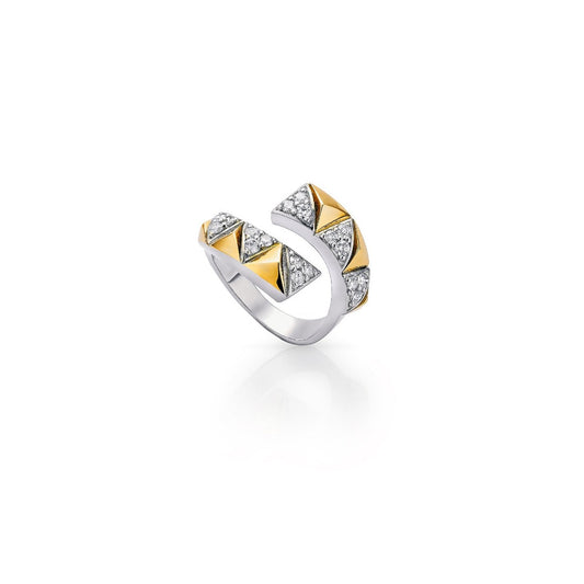 Okre by Yessayan - Pyramid Yellow & White Gold Diamond Ring