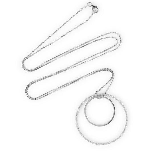 Long Dangling Circle Diamond Pendant