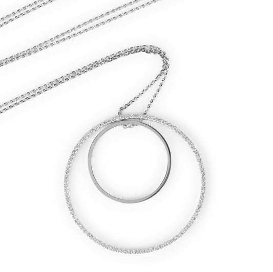 Long Dangling Circle Diamond Pendant