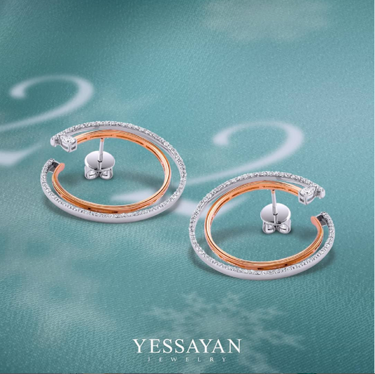 Rose Gold &Diamond Hoop Earrings | Jewelry online