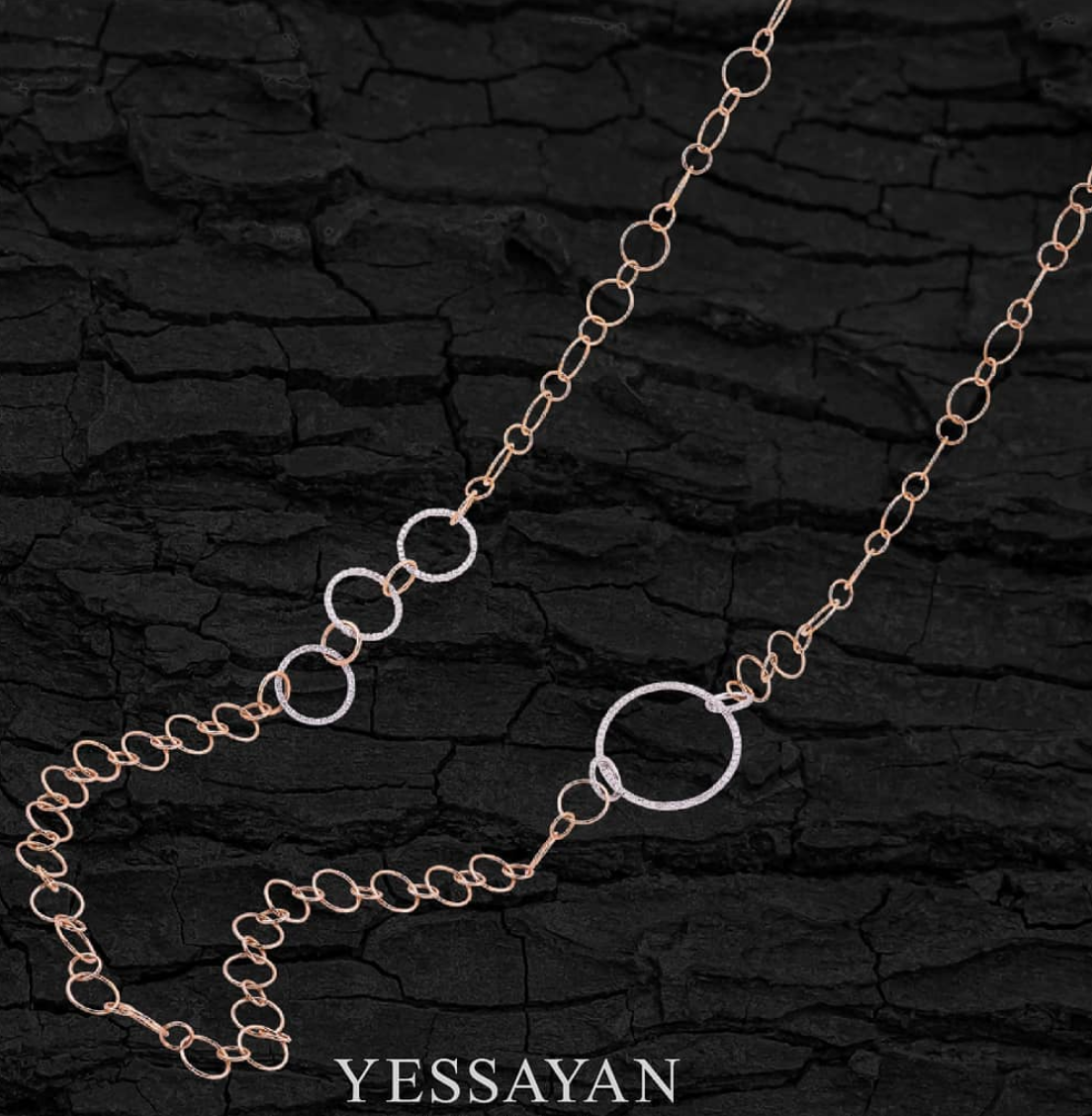 Rose Gold & Diamond Long Chain Necklace | Diamond Necklace | Diamond Necklace For Women