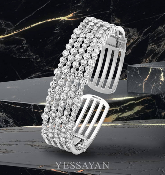 White Gold & Diamond Cuff Bracelet | Bridal jewelery set