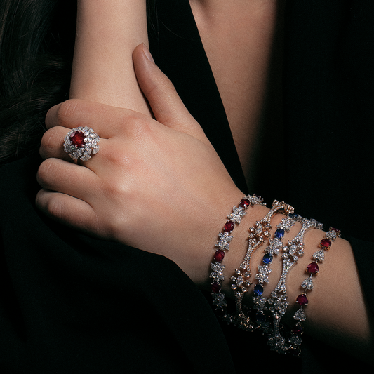 Two-Tone Ruby & Diamond Link Bracelet