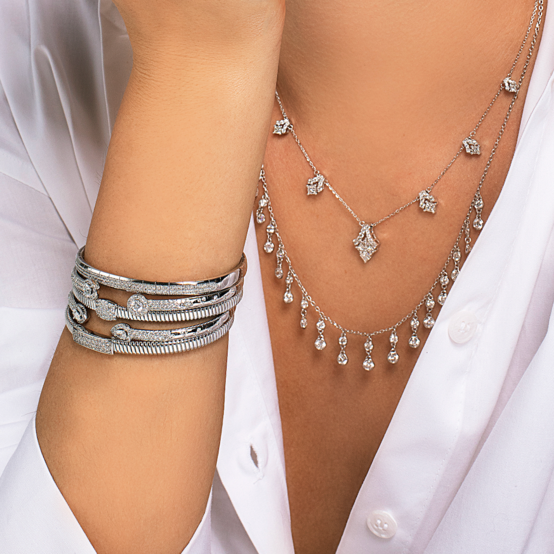 Diamond Linear Cuff Bracelet