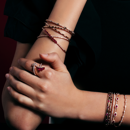 Crossover Ruby & Diamond Cuff Bracelet