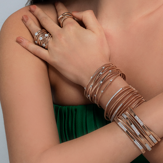 Two-Tone Crossover Diamond Wrap Cuff