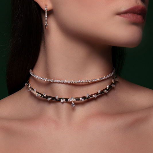 Oval Diamond Linear Choker