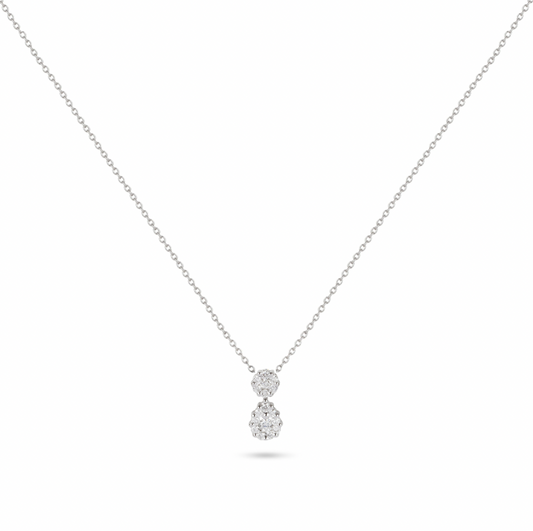 Small Pear Drop Illusion Diamond Pendant Necklace