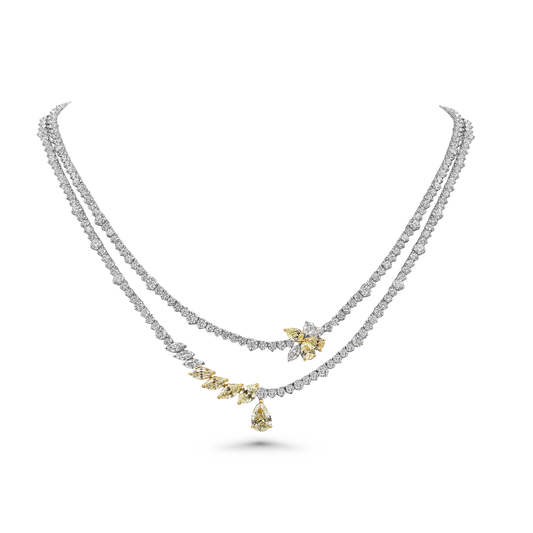 Yellow Diamond Double Row Statement Necklace