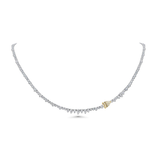 Yellow Diamond Mixed Shape Tennis Necklace