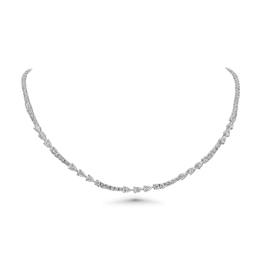 Pears & Rounds Diamond Tennis Necklace