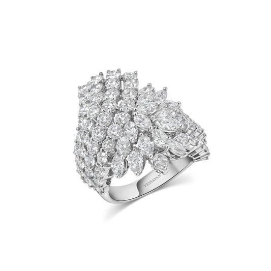 Marquise & Round Wavey Diamond Cocktail Ring