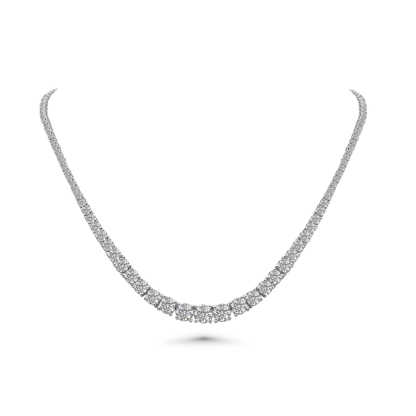 17.09 Carats Riviere Diamond Tennis Necklace