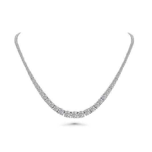 17.09 Carats Riviere Diamond Tennis Necklace