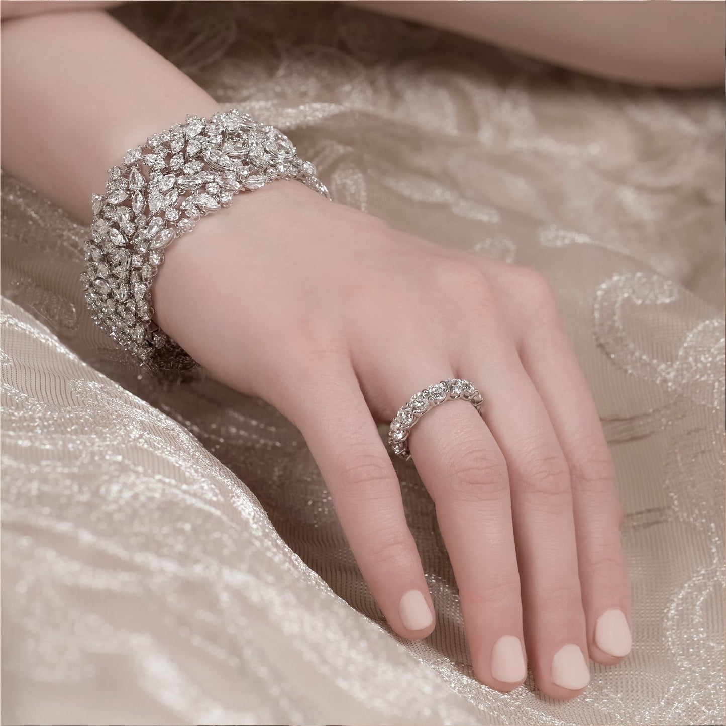 Pear & Round Shaped Diamond Bracelet & Ring