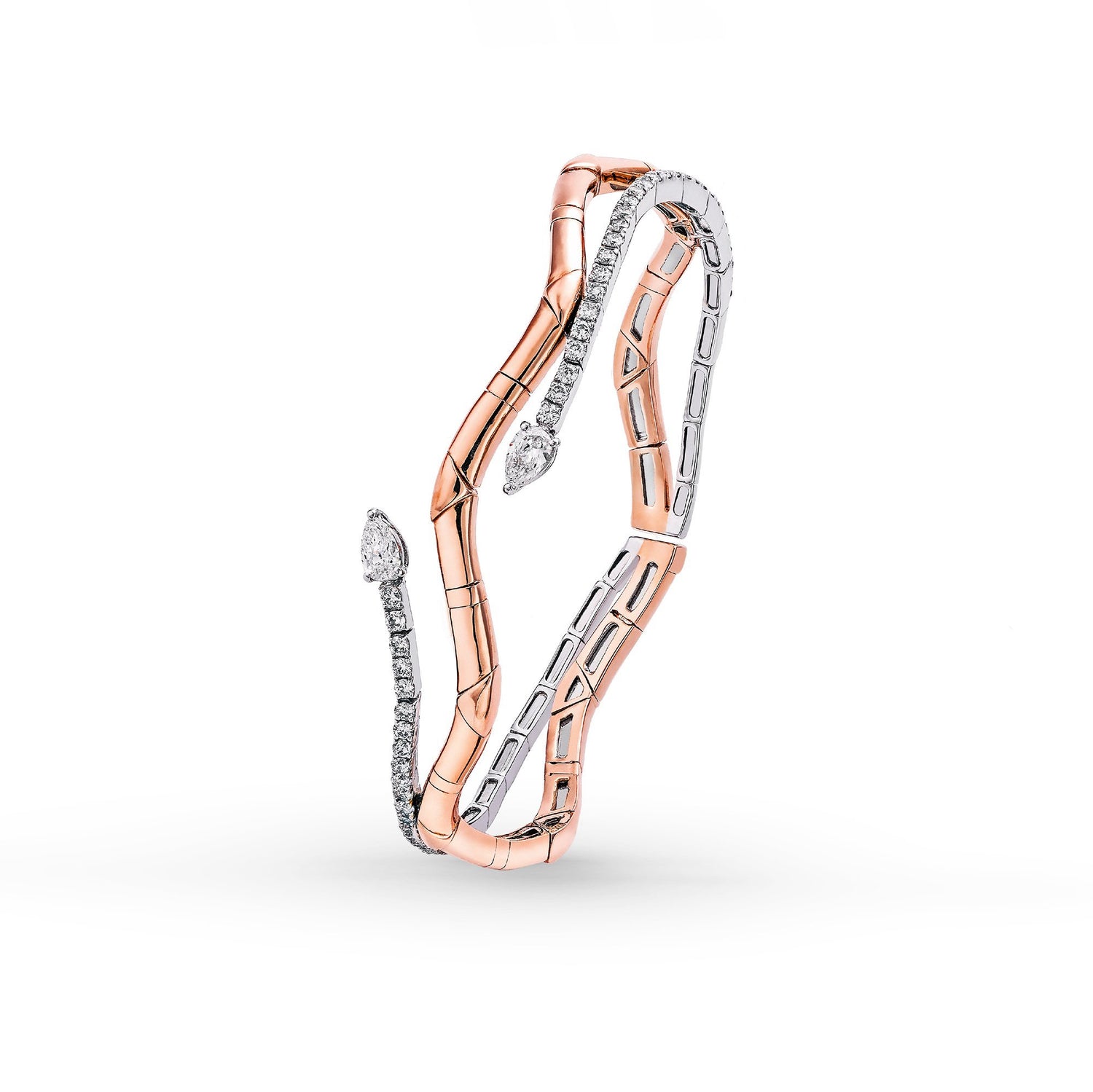 Okre by Yessayan - Rose & White Gold Diamond Cuff Bracelet | Jewelry shops online