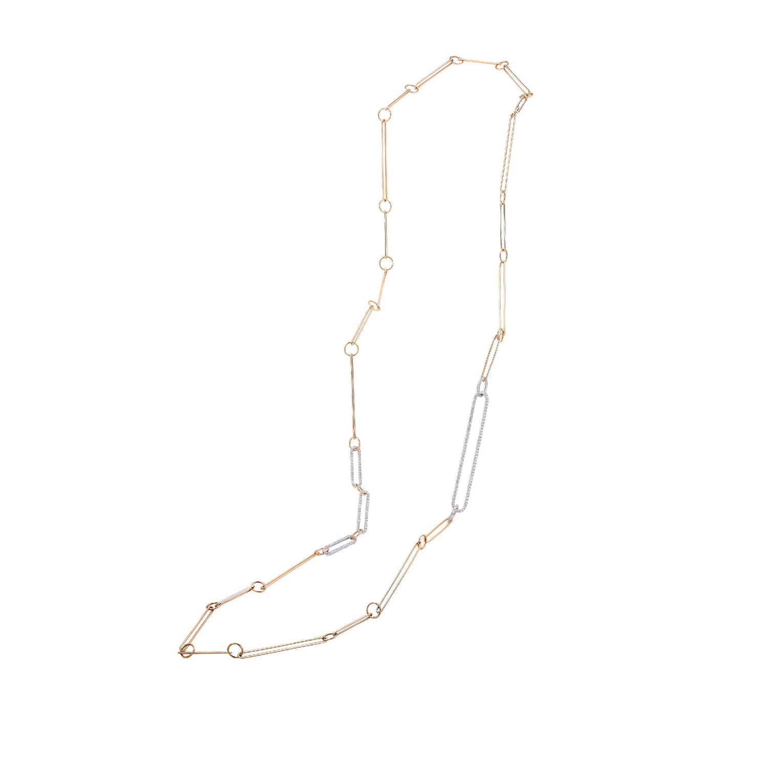 Rose Gold & Diamond Long Chain Necklace | Diamond Necklace | Diamond Necklace Design