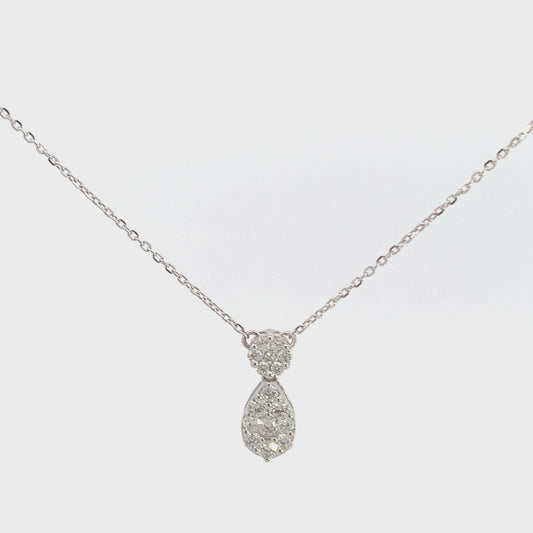 Small Pear Drop Illusion Diamond Pendant Necklace