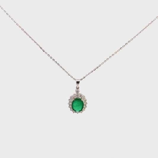 Emerald & Diamond Frame Necklace