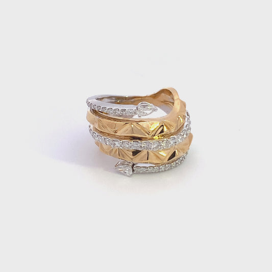 Okre by Yessayan - Pyramid Yellow & White Gold Pear Diamond Ring