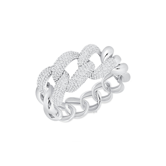 Wide Diamond Cuban Link Bracelet