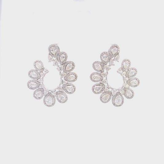 Diamond Pear Hoop Earrings