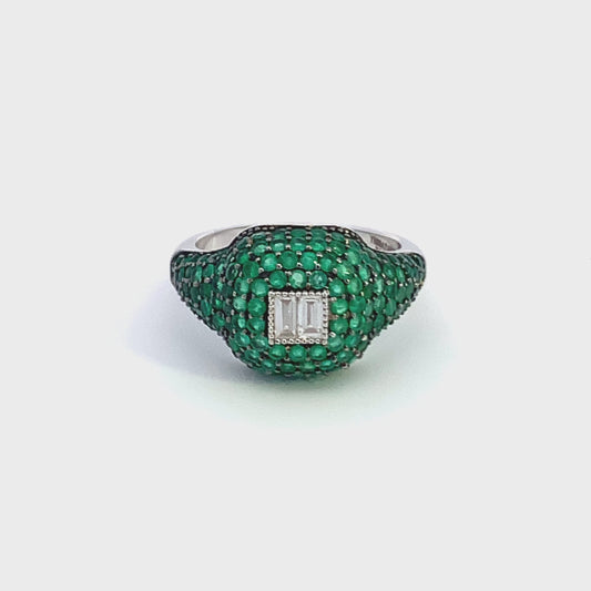 Emerald & Diamond Signet Ring