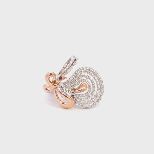 Rose Gold Ribbon & Diamonds Ring