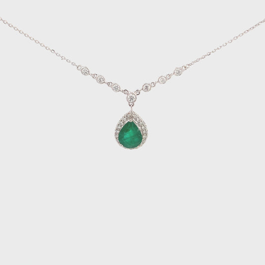 Emerald & Diamond Accented Necklace