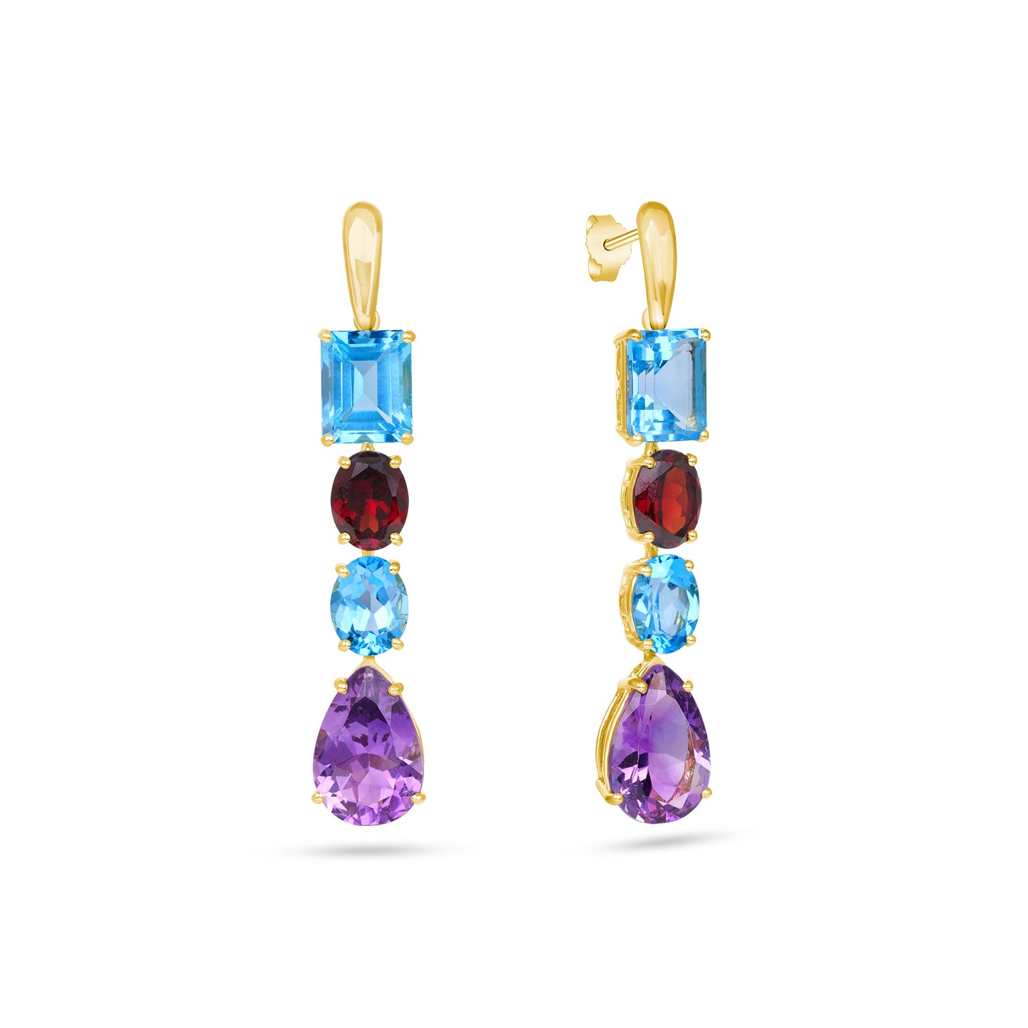 Topaz, Amethyst, & Garnet Earrings