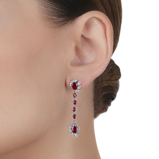 Ruby with Pear shape Diamond Earring | best jewelry 