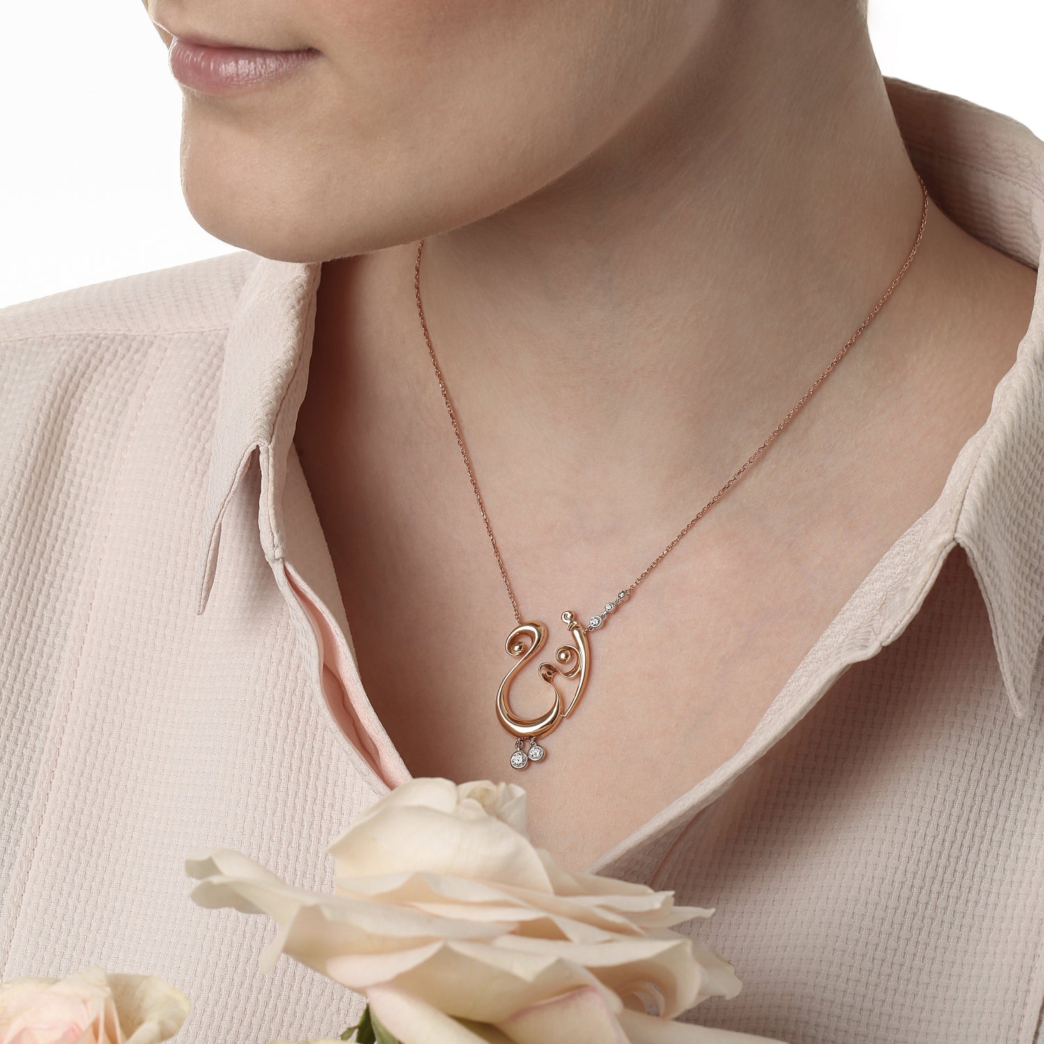 The Mothers' Day Edition - Custom Arabic Letter "Mother" Rose Gold & Diamond Necklace | Best Necklace Design