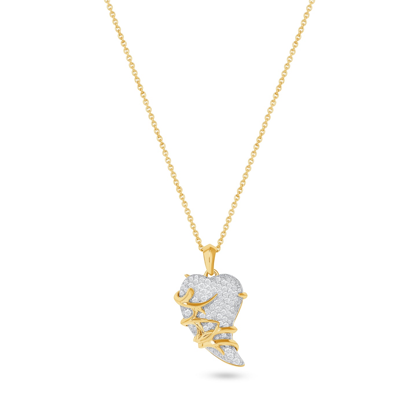 Heart-burst Diamond Pendant Necklace