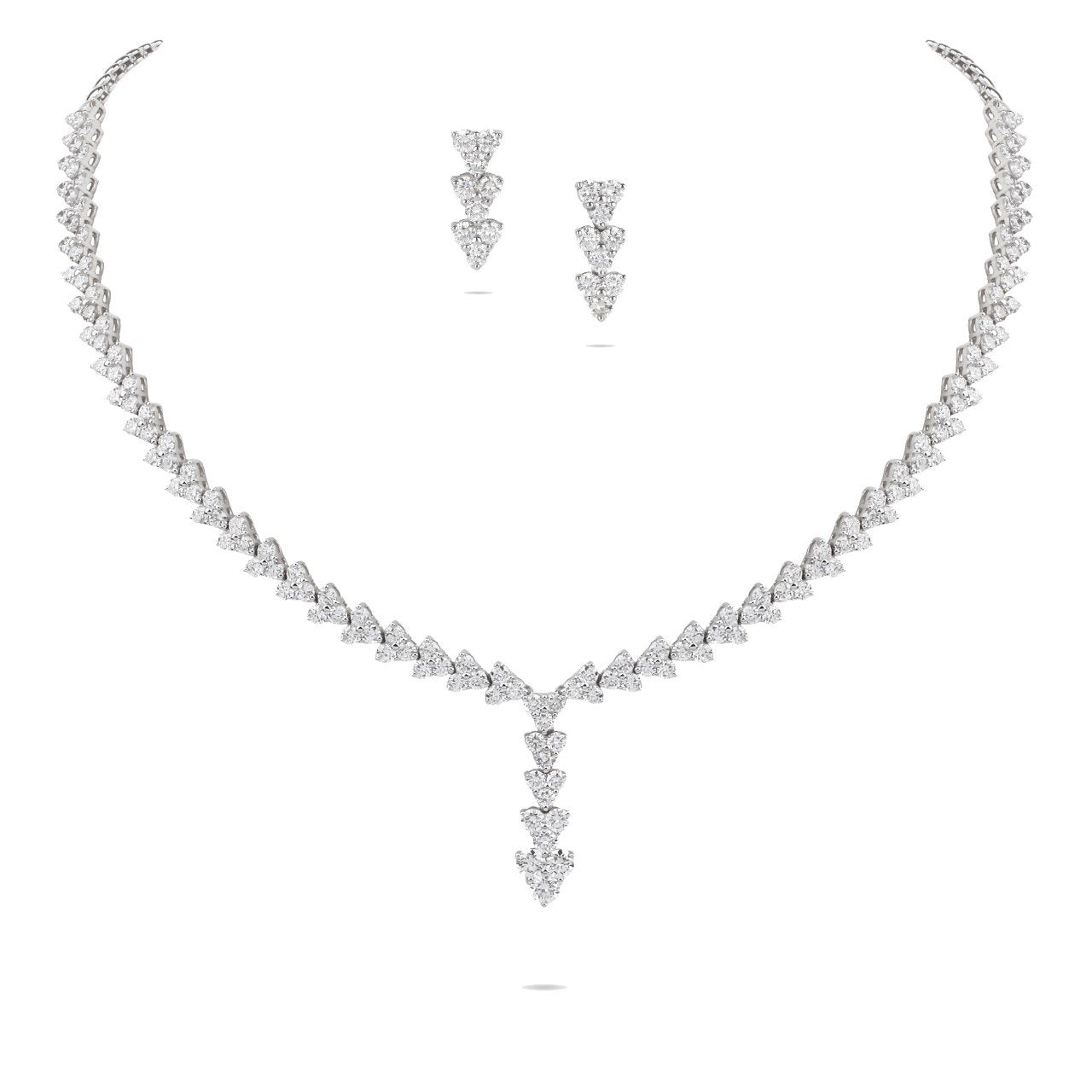 Diamond Drop Necklace & Earrings Set | Diamond Necklace Set