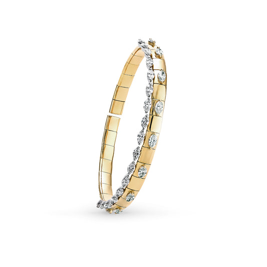 Okre by Yessayan - Yellow & White Gold Marquise Diamond Cuff Bracelet | jewellery store | shop bracelets